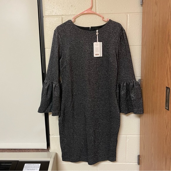 NWT TED BAKER Bell Cuff Metallic Holiday Party Sheath Dress - Picture 5 of 11